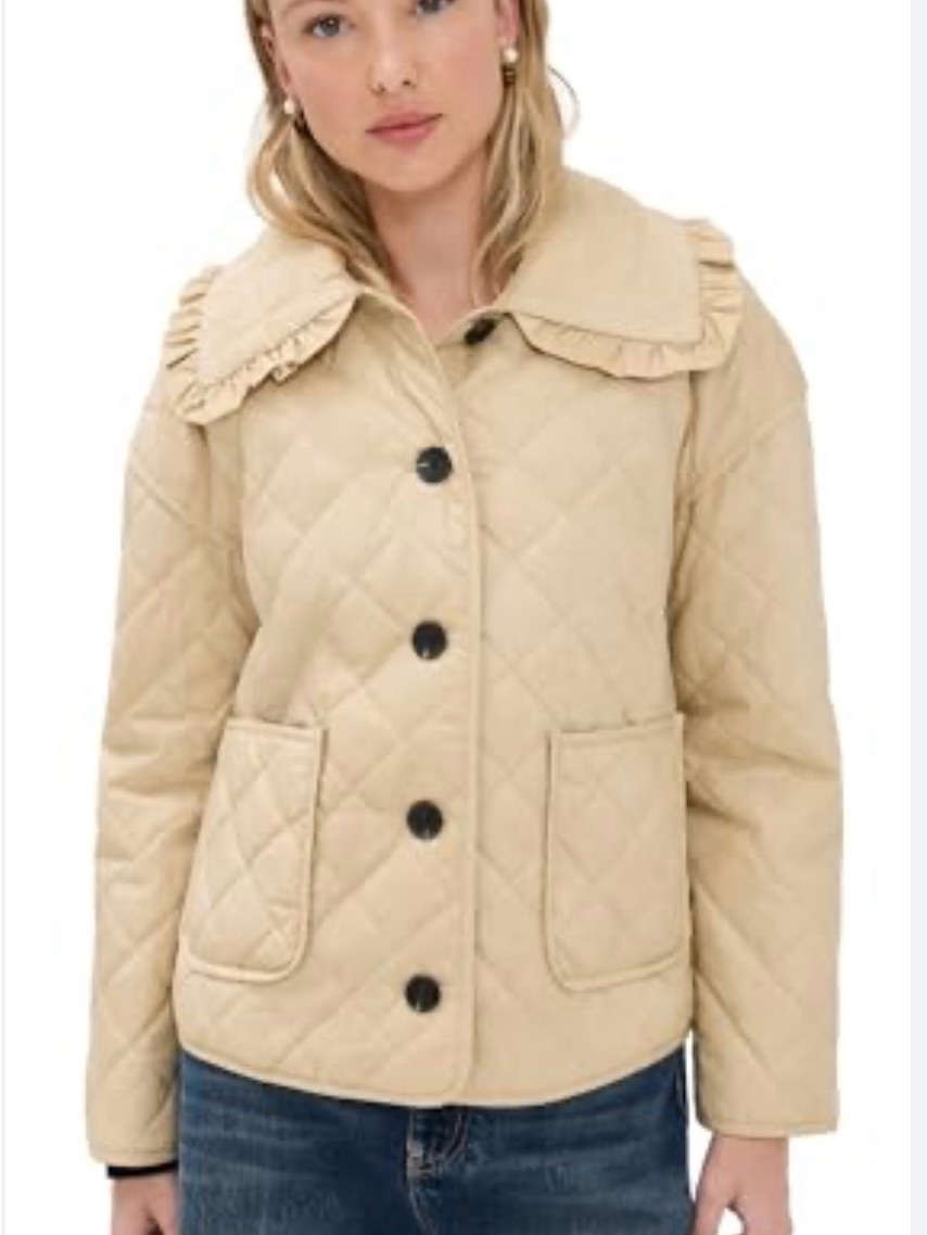 Nwt Bagatelle Collection New York Ruffled Collar Quilted Jacket Large